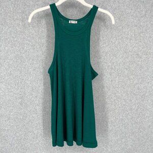 Free People Movement Ribbed Knit Tank Top Size S Green Casual Exposed Seam NWOT